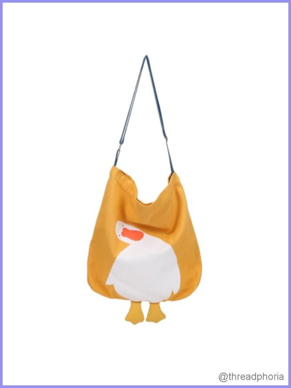 Cute Canvas Tote Bag Duck Print Adjustable Crossbody Shoulder Bag